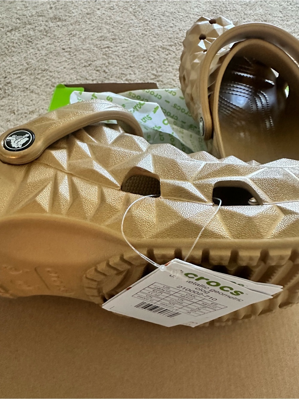 CROCS Women's Metallic Gold Classic Clog with Geometric Texture - Picture 10 of 10